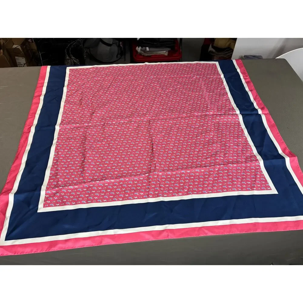 Vintage Vineyard Vines Silk Scarf Pink Whale Print Square Scarf 35 x 35 - Picture 2 of 7